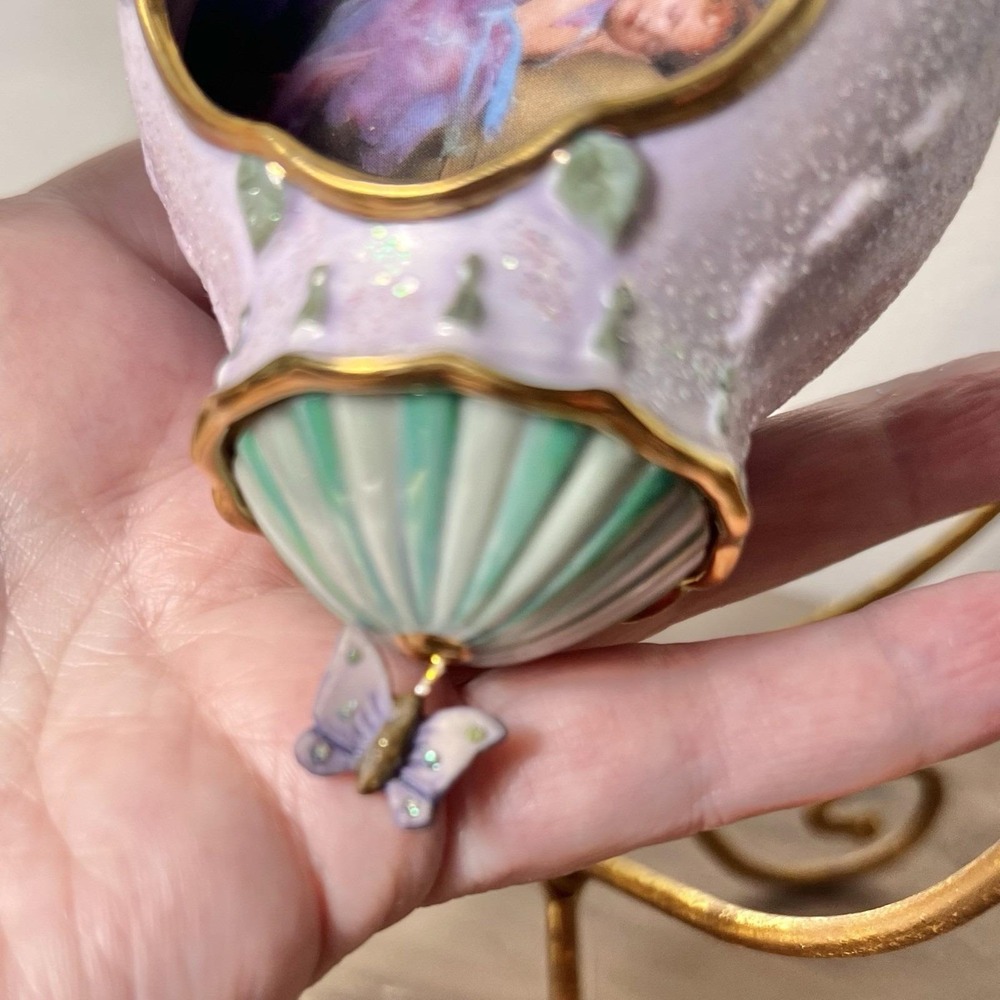 Vtg Bradford Exchange Fairy Ornament Set w/ Gold Stands Butterfly Detail 3-Piece - Picture 11 of 11